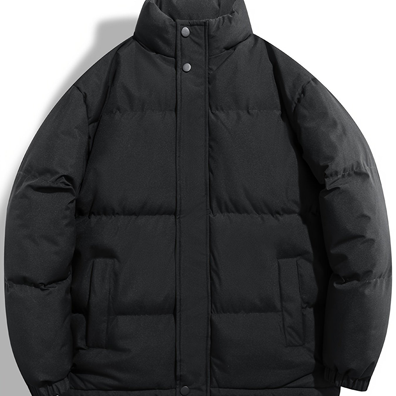 Abrigo de tamaño grande para hombre con cuello alto y cierre de cremallera, de poliéster tejido, ropa exterior casual