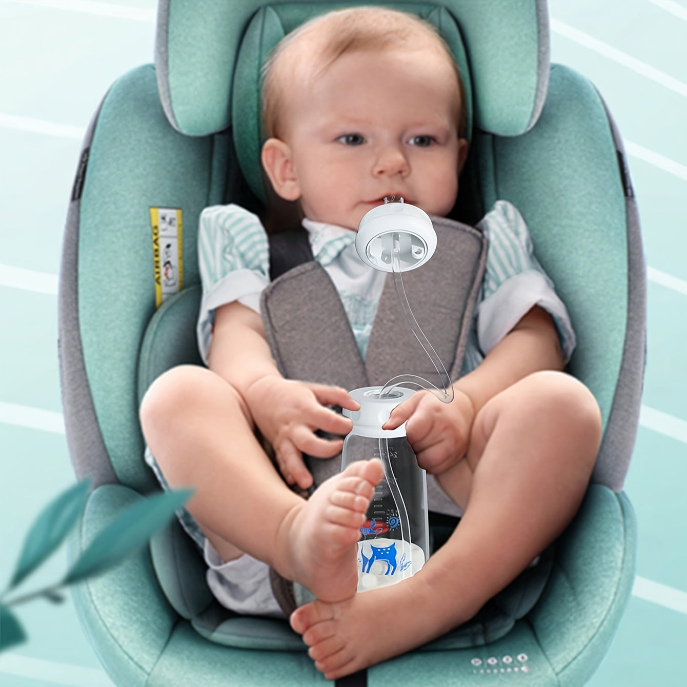 8oz Baby Bottle with Straw Brush, Polypropylene, Standard Caliber, Blue and Pink