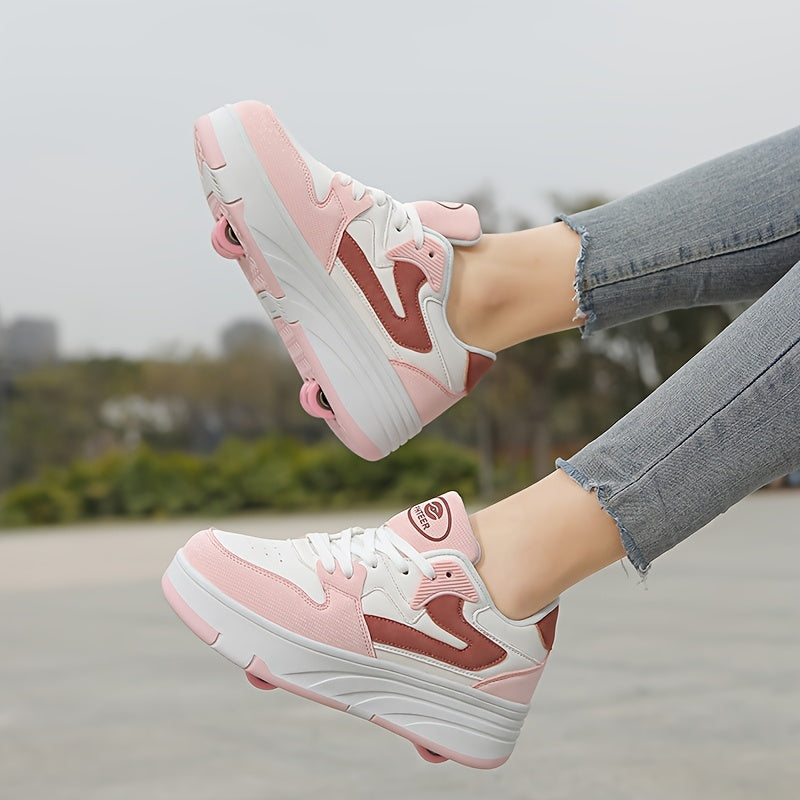 Kids' Low-Top Lace-Up Skate Shoes Breathable Lightweight Durable Slip-Resistant Outdoor Sneakers