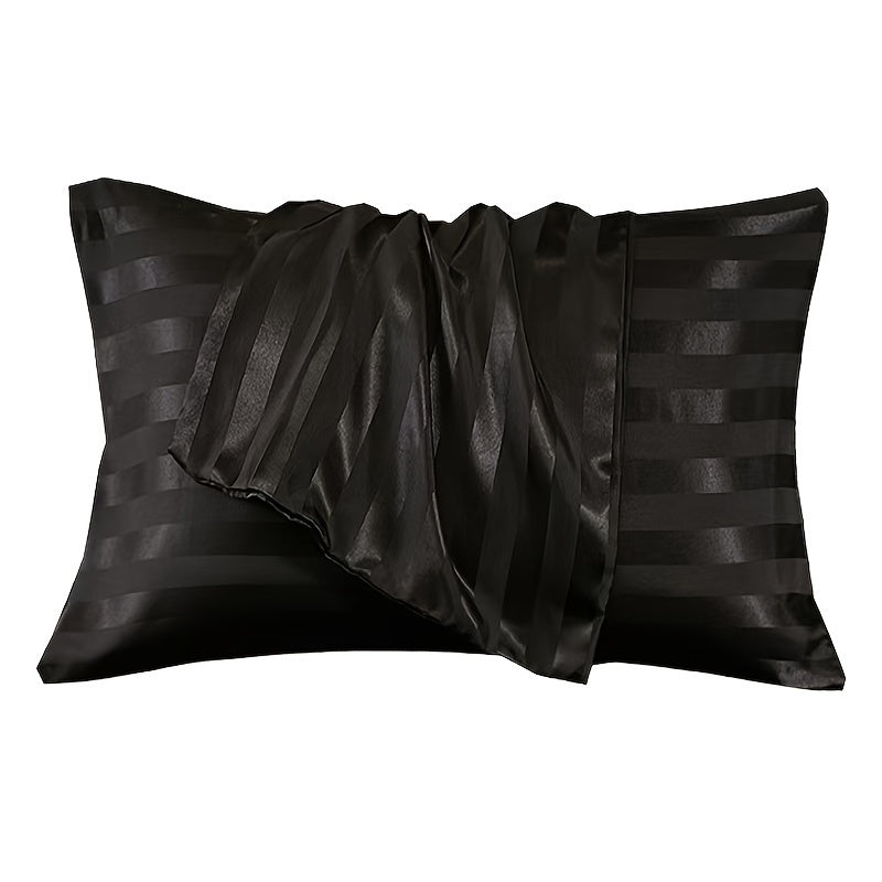 Striped Satin Pillowcase with Envelope Closure Hypoallergenic 180-200 gsm Woven Fabric