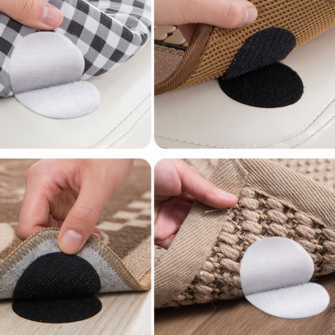 Set of 8/12 Black Reusable Sheet Fasteners with Double-Sided Adhesive for Mattress Sofa Carpet