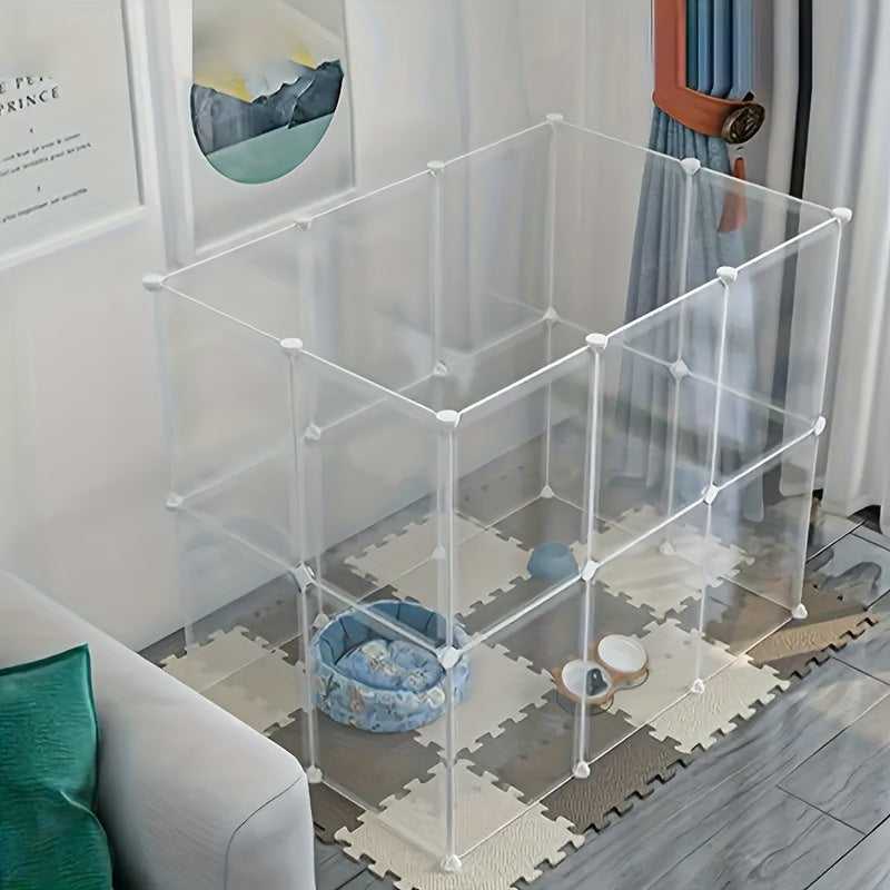 Flexible Clear Pet Playpen for Rabbits, Small Dogs, Cats Indoor Outdoor