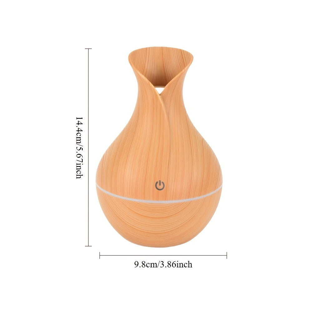 Difusor de aceites esenciales USB de madera oscura con luces LED de 7 colores y humidificador