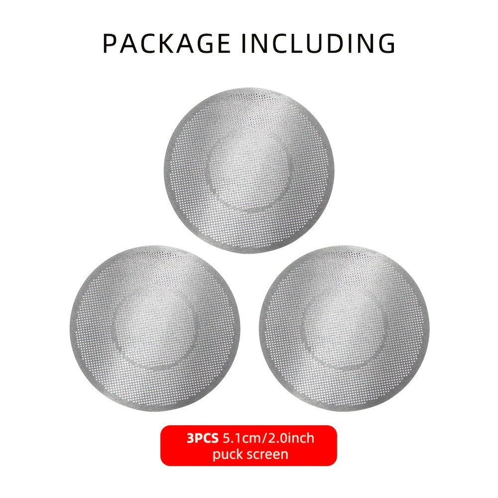 Espresso Filtr Savati - Ikki Qavatli Paslanmaydigan Po'lat, 51mm, Pressizlangan Puk Ekrani bilan. Gourmet Qahva Pishirish uchun Ikki Qavatli Portafilter O'rnini Bosuvchi.