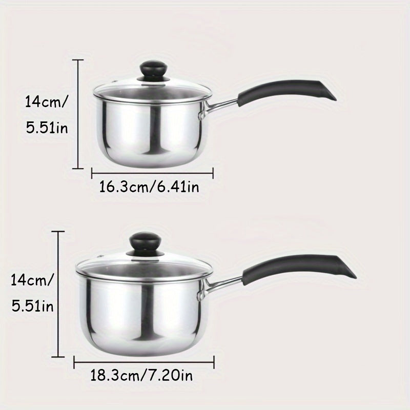 Stainless Steel Saucepan Set with Lids for Cooking Milk Soup and Pasta