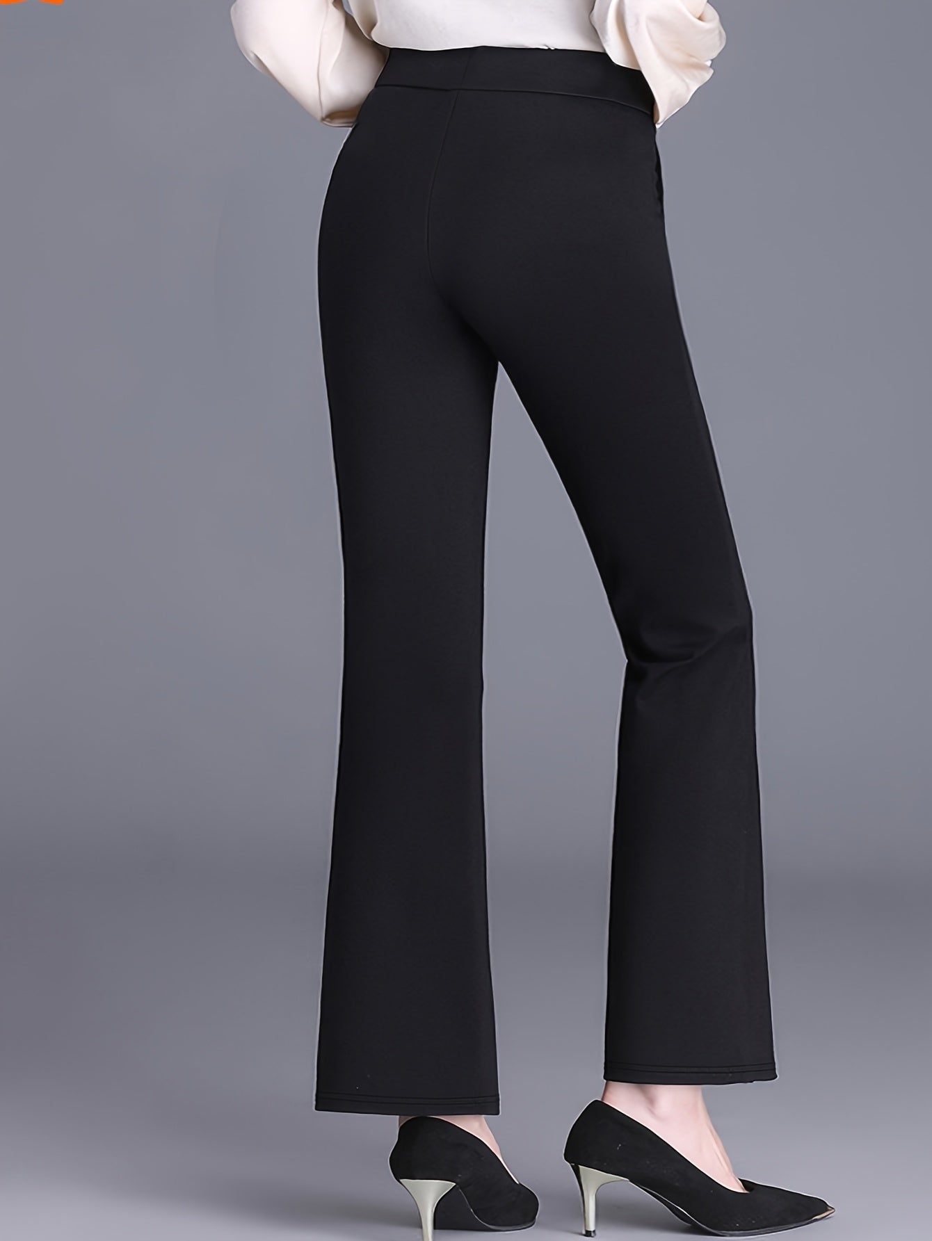 Women’s Plus Size High-Waisted Stretch Straight Leg Trousers | Non-Transparent, Office & Formal Wear