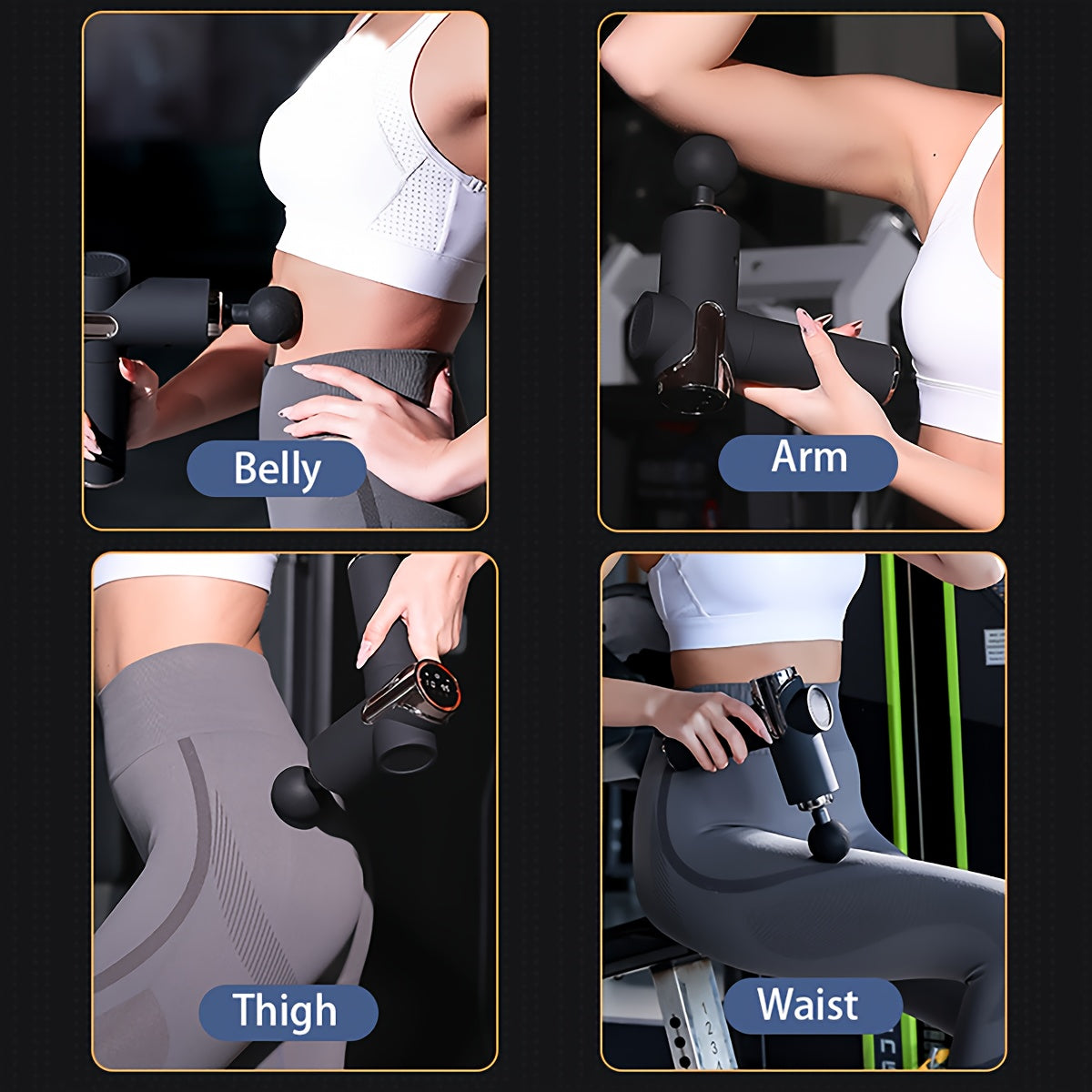 LCD Professional Fitness Massager bir nechta almashtirish boshliqlari bilan, USB orqali zaryadlanadigan va portativ. Ideal sovg'a tanlovi.