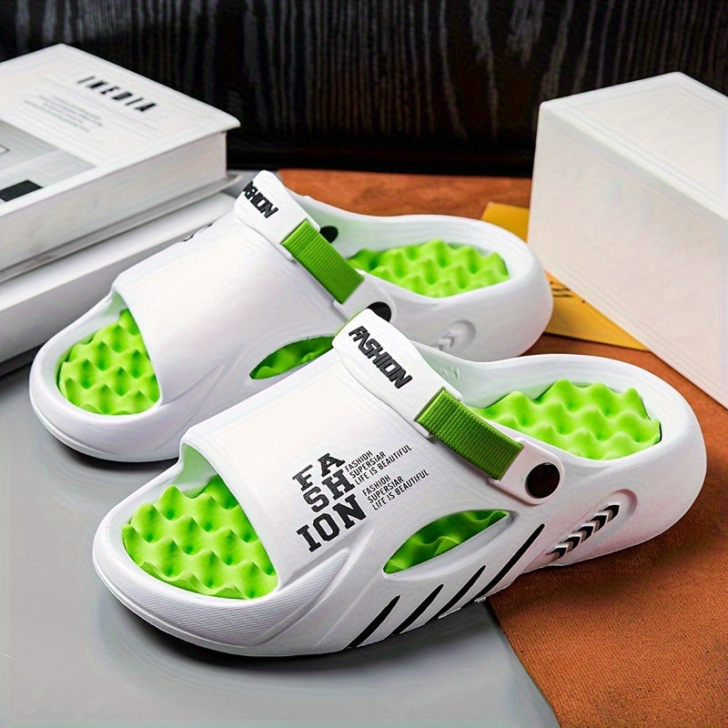 Erkaklar uchun moda EVA plyaj sandallari, yengil slip-on slaydlar, dumaloq barmoq dizayni bilan