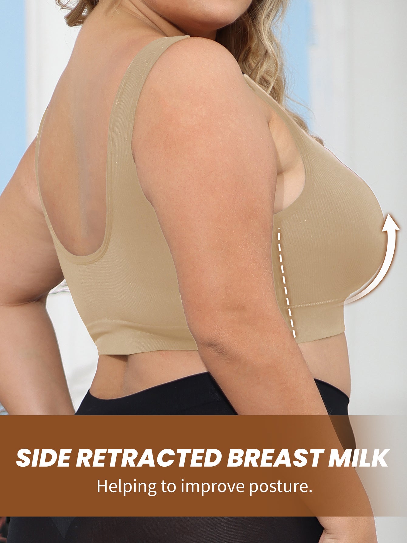 Women's Plus Size Seamless Breathable Sports Bra with Removable Cushions Black 1XL-4XL