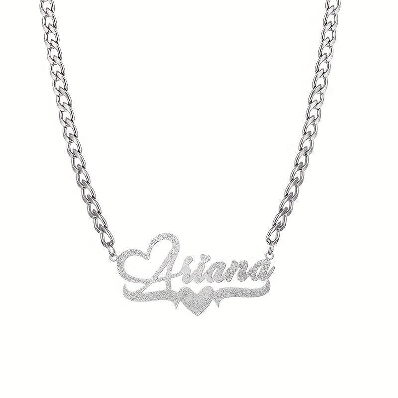 Personalized Heart Pendant Necklace Stainless Steel Cable Chain for Him