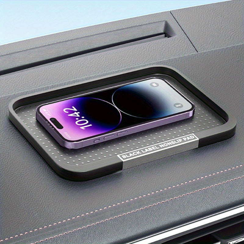 Anti-Slip Car Dashboard Mat with Faux Leather Phone and Glasses Holder