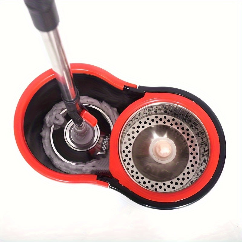 360° Spin Mop and Bucket Set with Microfiber Heads for All Surfaces