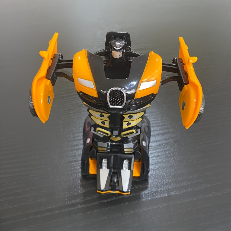 Blue Manual Push Transforming Toy Race Car for Kids Ages 3 and Up