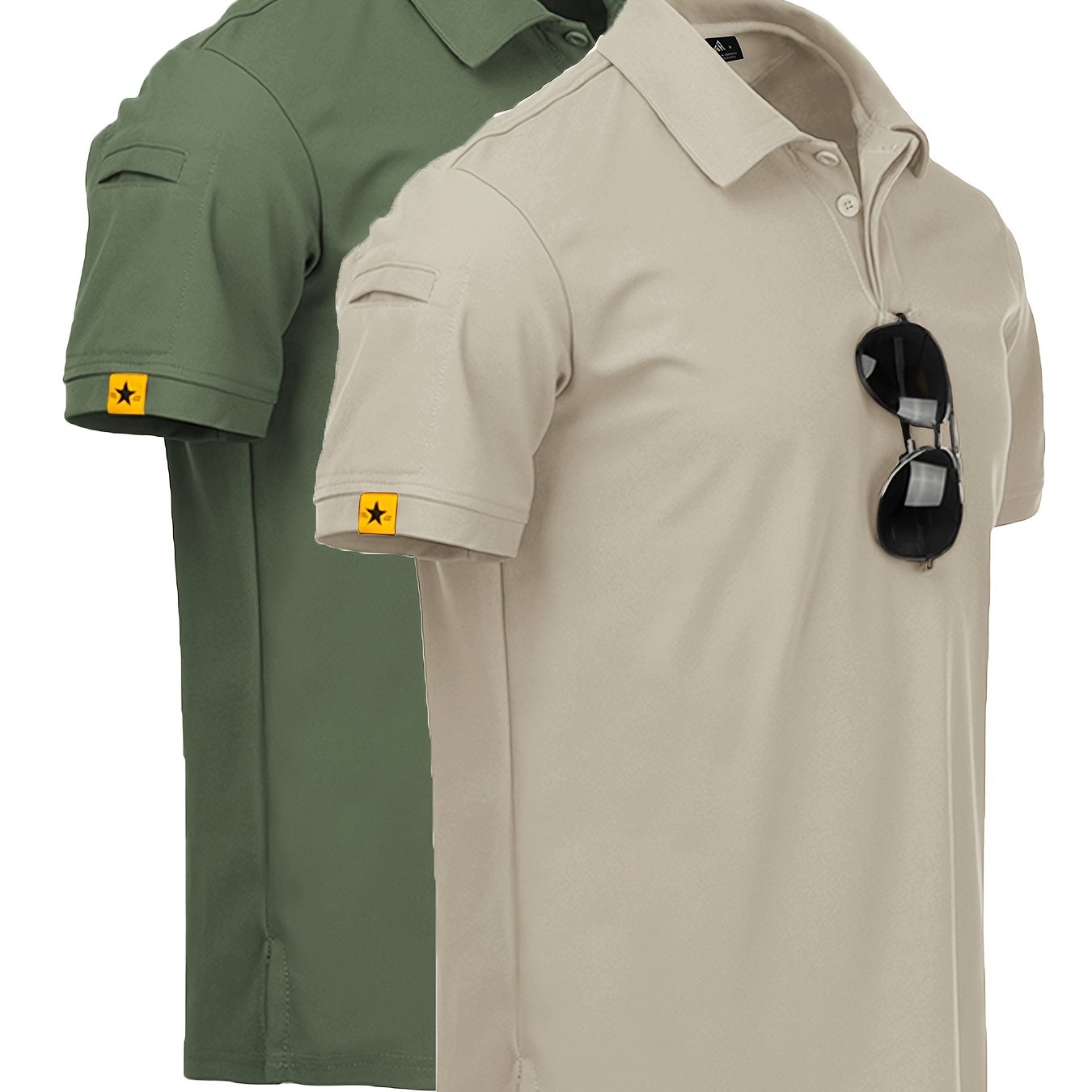 Conjunto de camisa de dos piezas para hombre en verano, poliéster, color sólido, casual, ajuste regular