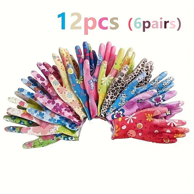 Nylon Garden Gloves for Women Available in 6 10 12 24 Pcs Flexible Finger Protection for Planting Weeding Seeding