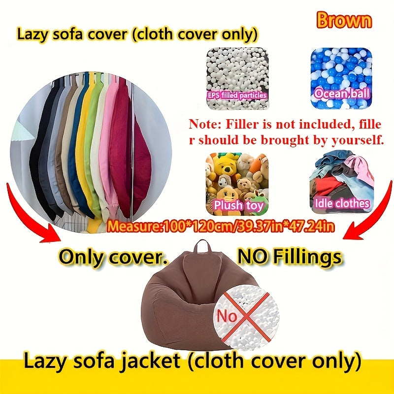 Portable Beanbag Chair for Camping and Home Decor Woven Chambray Ergonomic Space-Saving