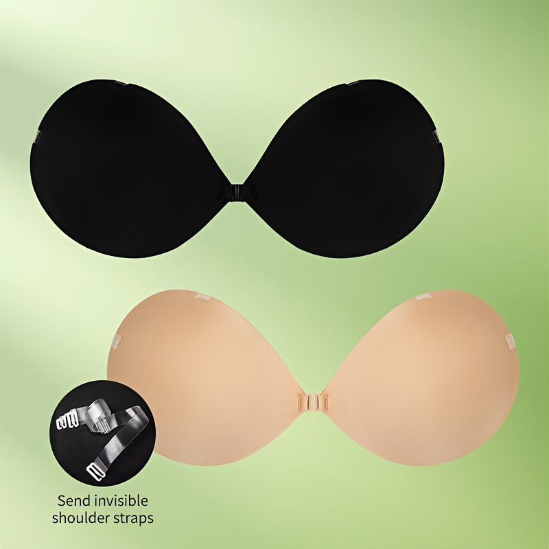 Adhesive Bra Pads for Small Busts Seamless Wireless Push-Up Clear Silicone Non-Woven Fabric