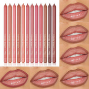 Set de lápiz labial mate y perfilador de labios para mujer, 12 colores nude berry, de larga duración
