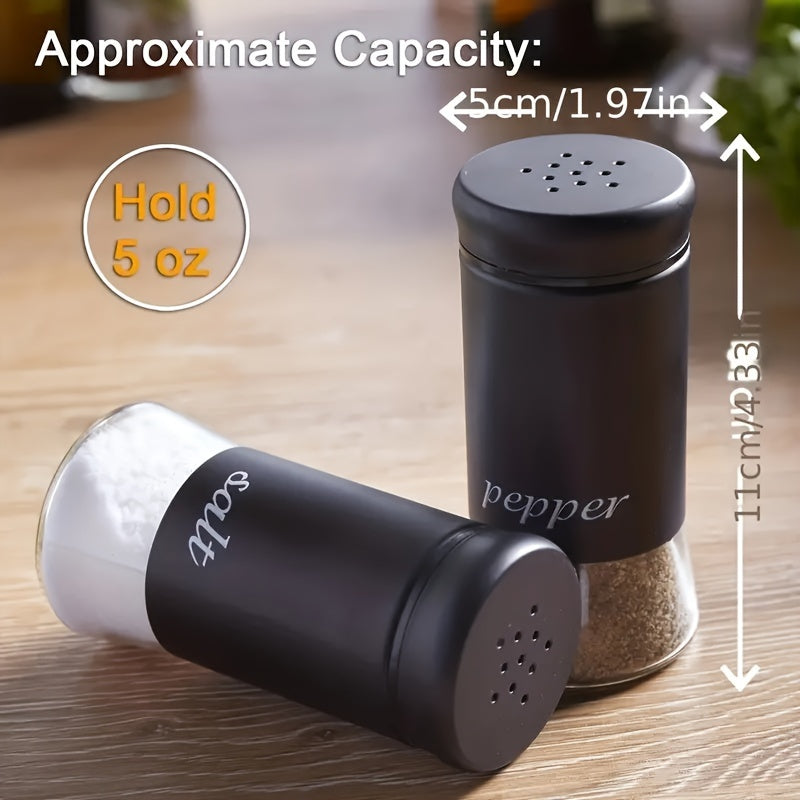Glass Bottom Salt and Pepper Shakers Set with Stainless Steel Lids 2-Pack
