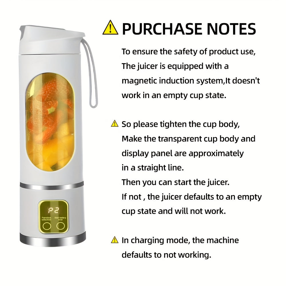 Portable USB Rechargeable Mini Blender with Ice Crusher, Digital Display, 12 Blades