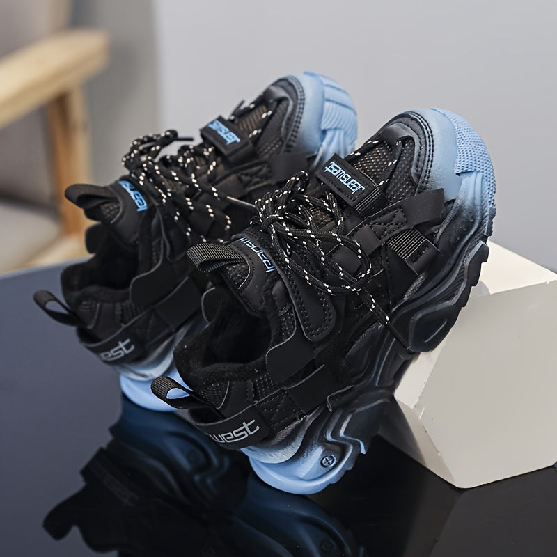 Kids Casual Winter Shoes with Fleece Lining Microfiber Synthetic Leather Mid Top for Boys and Girls