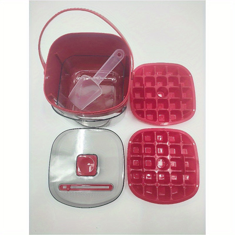 Portable Double-Layer Ice Cube Tray with 48 Slots, 2 Colors, Shovel