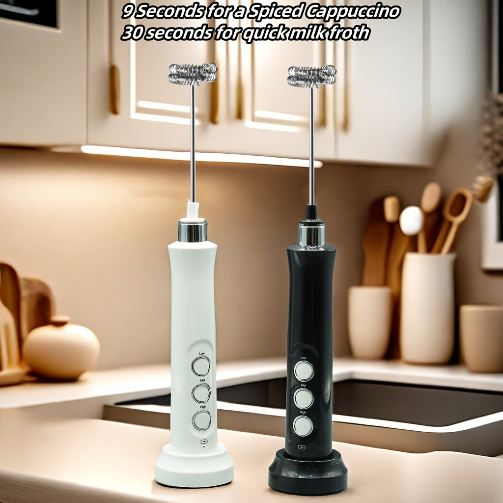 Espumador de leche eléctrico recargable 3 en 1 y creador de espuma para café y cocina