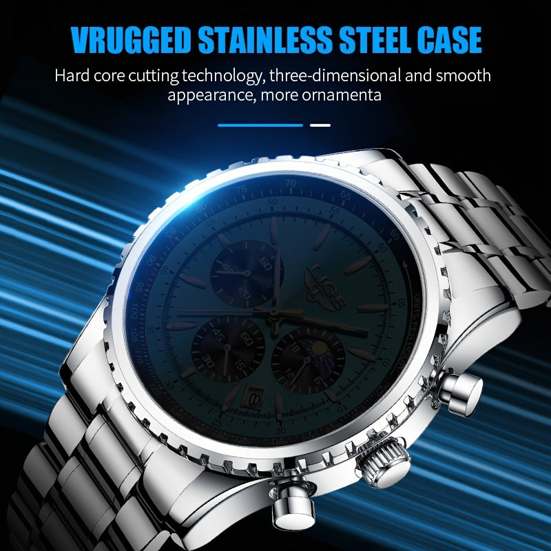 Women's Luxury Quartz Watch with Luminous Dial Chronograph and Sporty Design