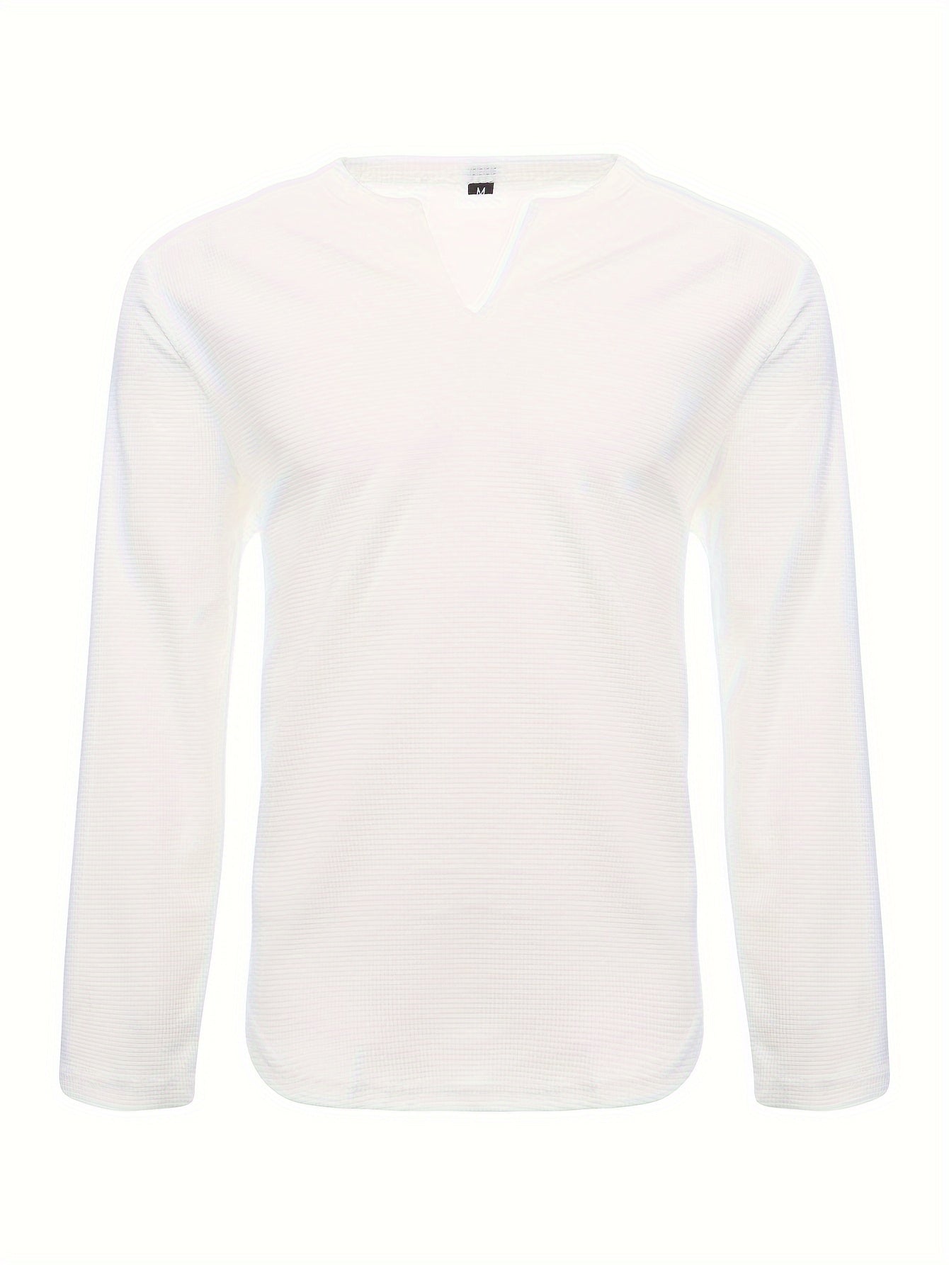 Men's Waffle V-Neck Long Sleeve T-Shirt Polyester Solid Color Casual Active Wear