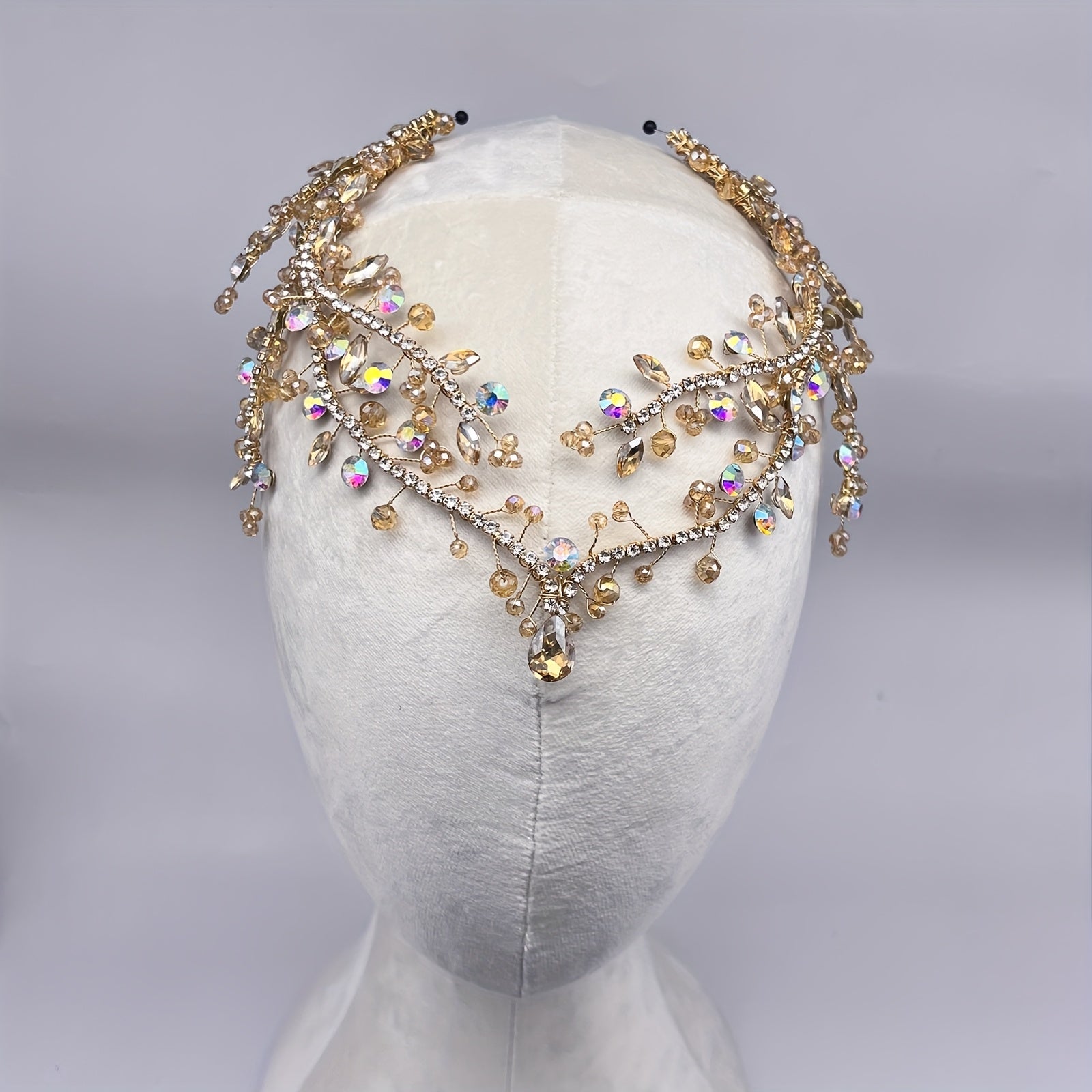 Bohemian Bridal Headpiece with Single Crystal Pendant Forehead Chain Jewelry for Weddings