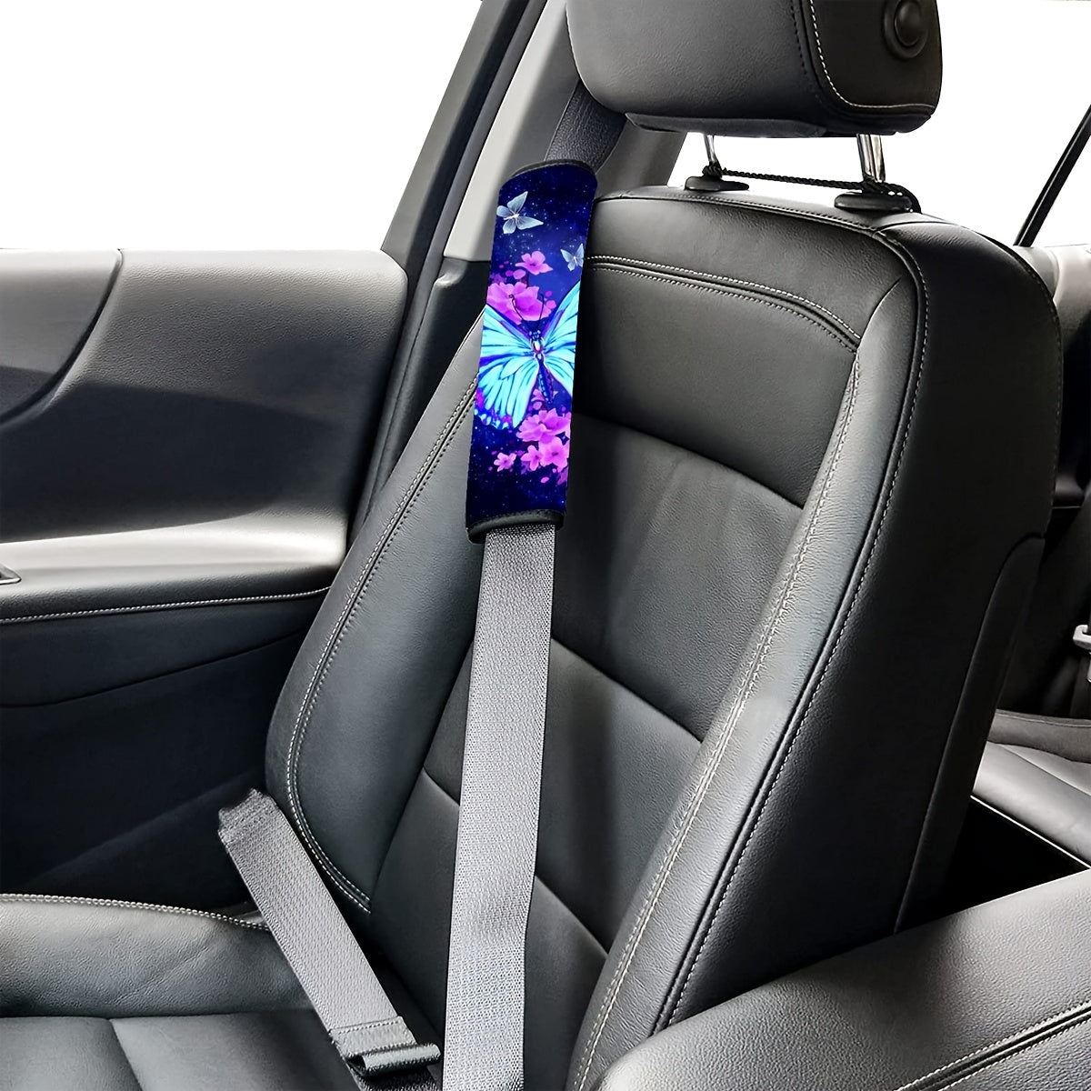 Синий бабочка Цветочный чехол на ремень безопасности из полиэстера для всех транспортных средств