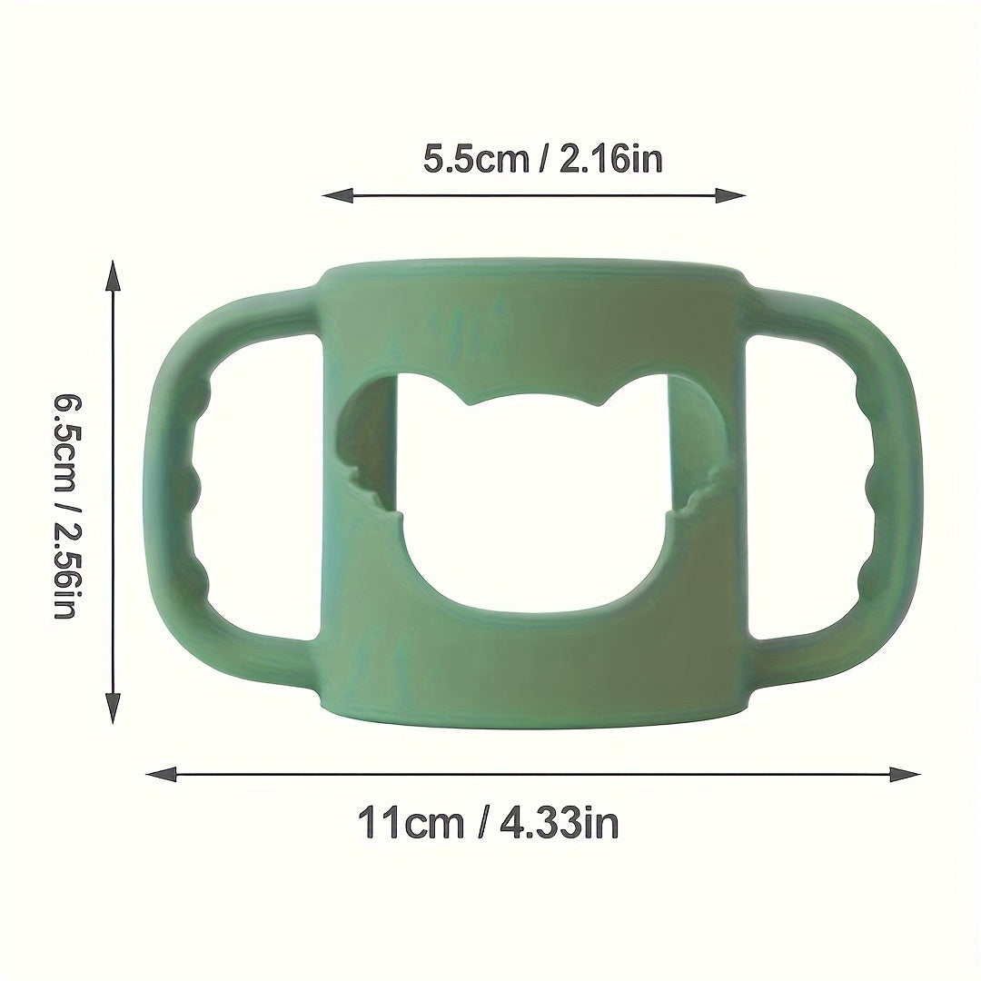 Asa de biberón para bebé de silicona con patrón de dibujos animados y funda suave para un agarre fácil