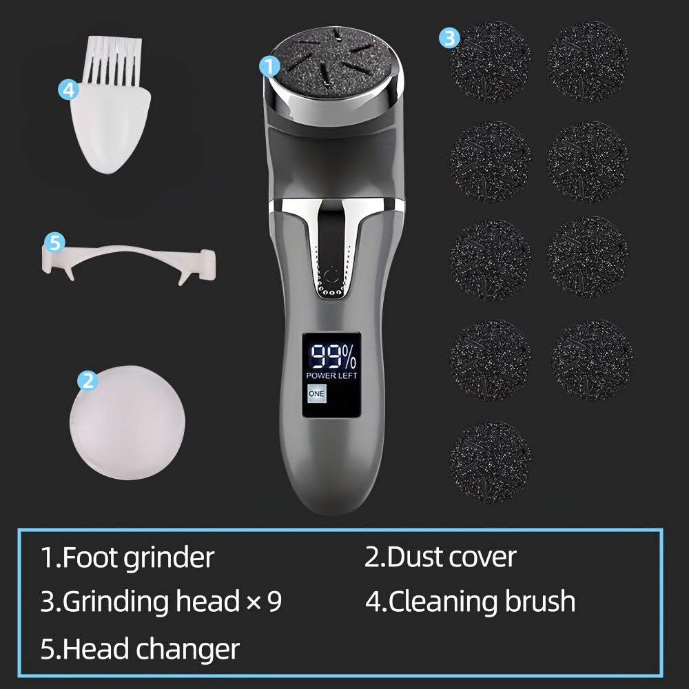 Electric Callus Remover with Vacuum Rechargeable Foot Care Kit with 9 Heads LCD Display