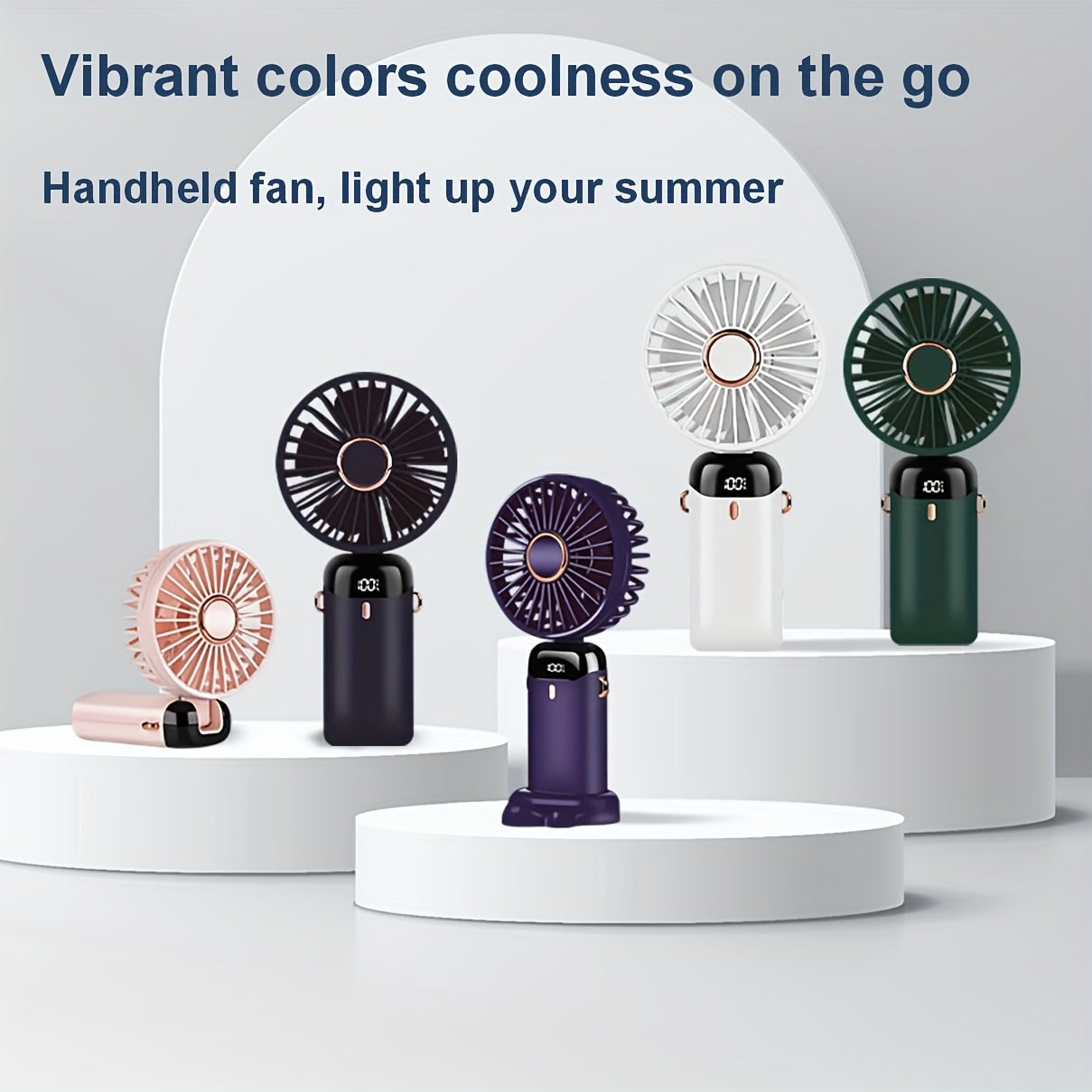 Portable Handheld Fan with Digital Display 5 Speed Adjustable Rechargeable Lithium Battery