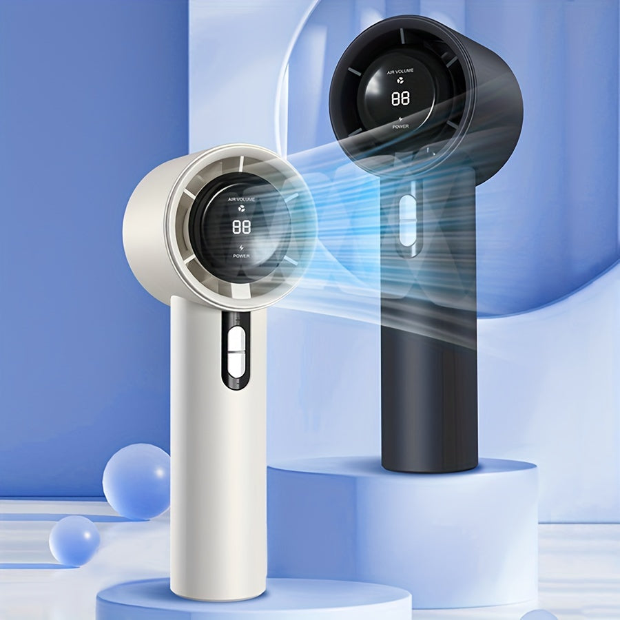 Rechargeable Handheld Fan with LED Display and Fast Cooling Cyclone Fan