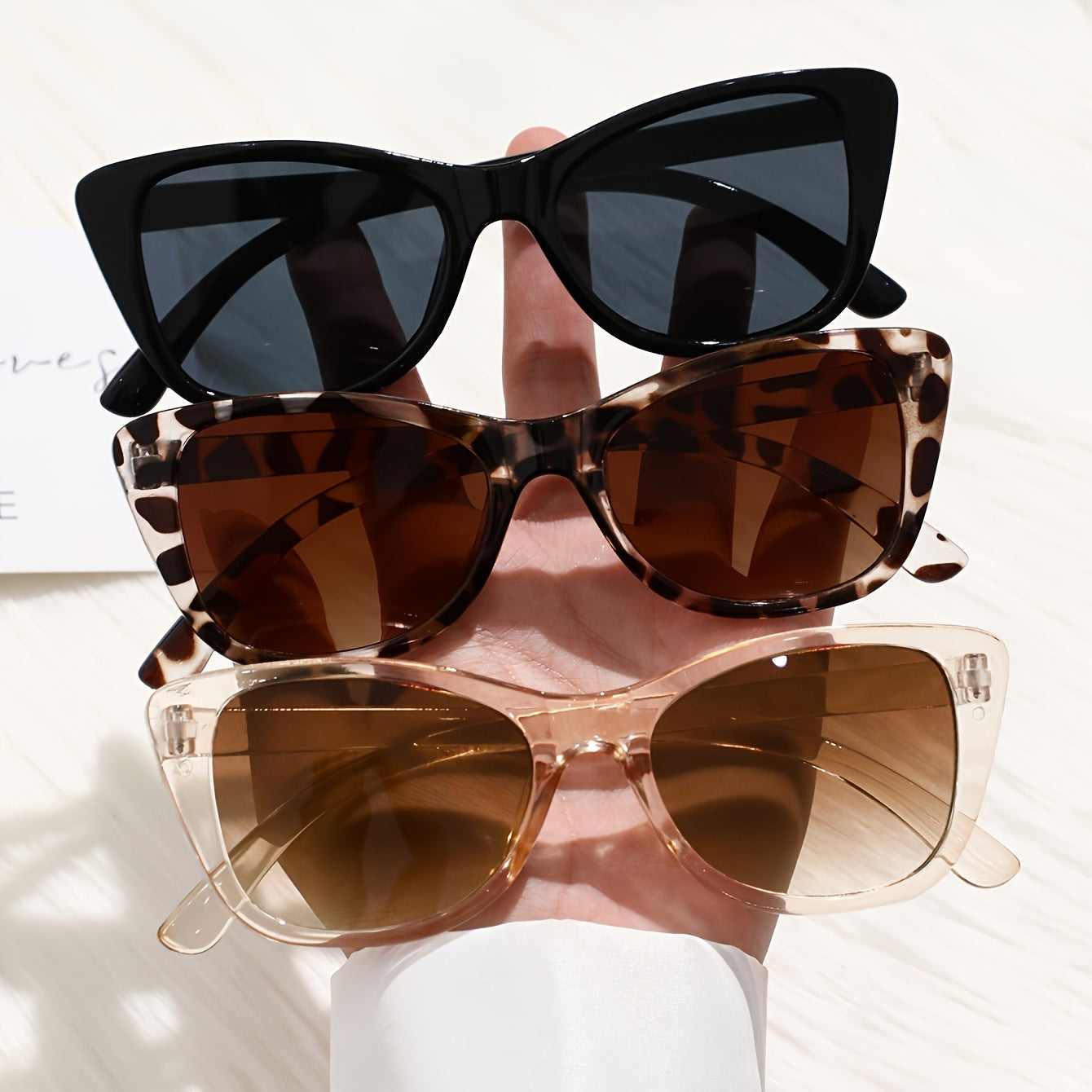 Conjunto de gafas de ojo de gato para mujer con monturas de plástico antirreflejos para deportes