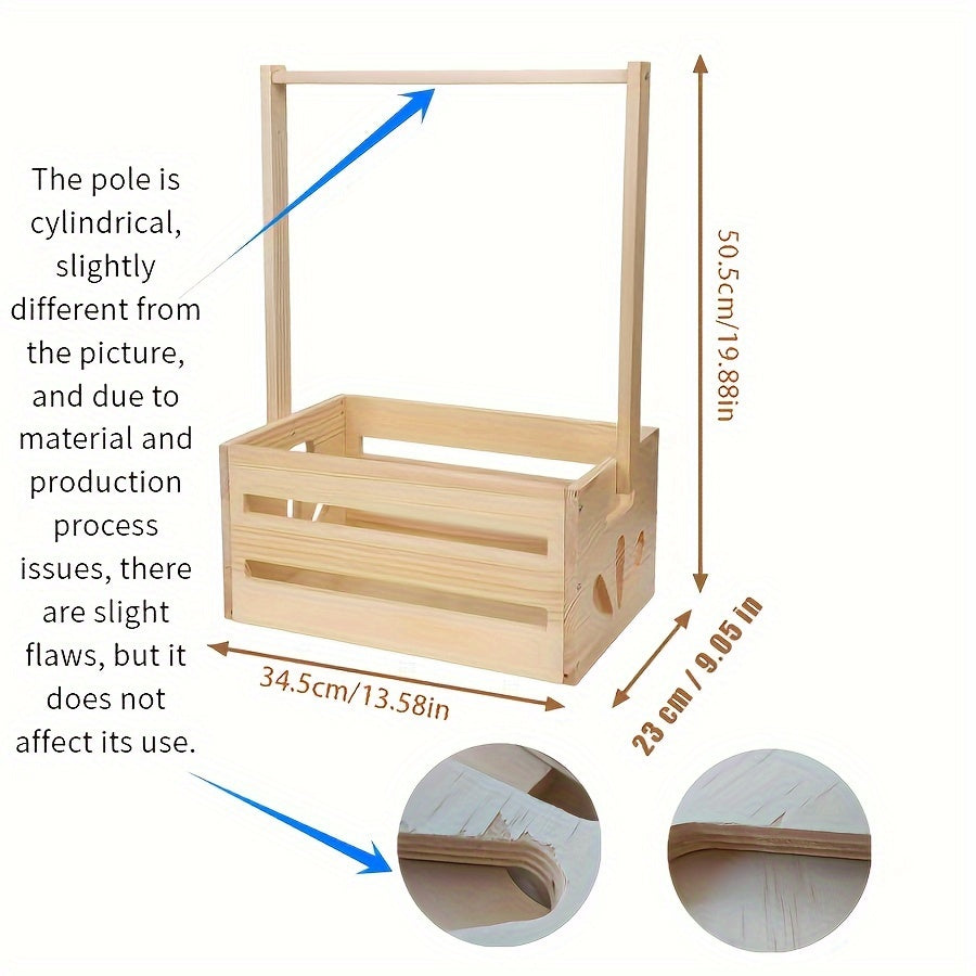 Wooden Baby Hamper Storage Box with Handle for Nursery Organization and Toy Storage