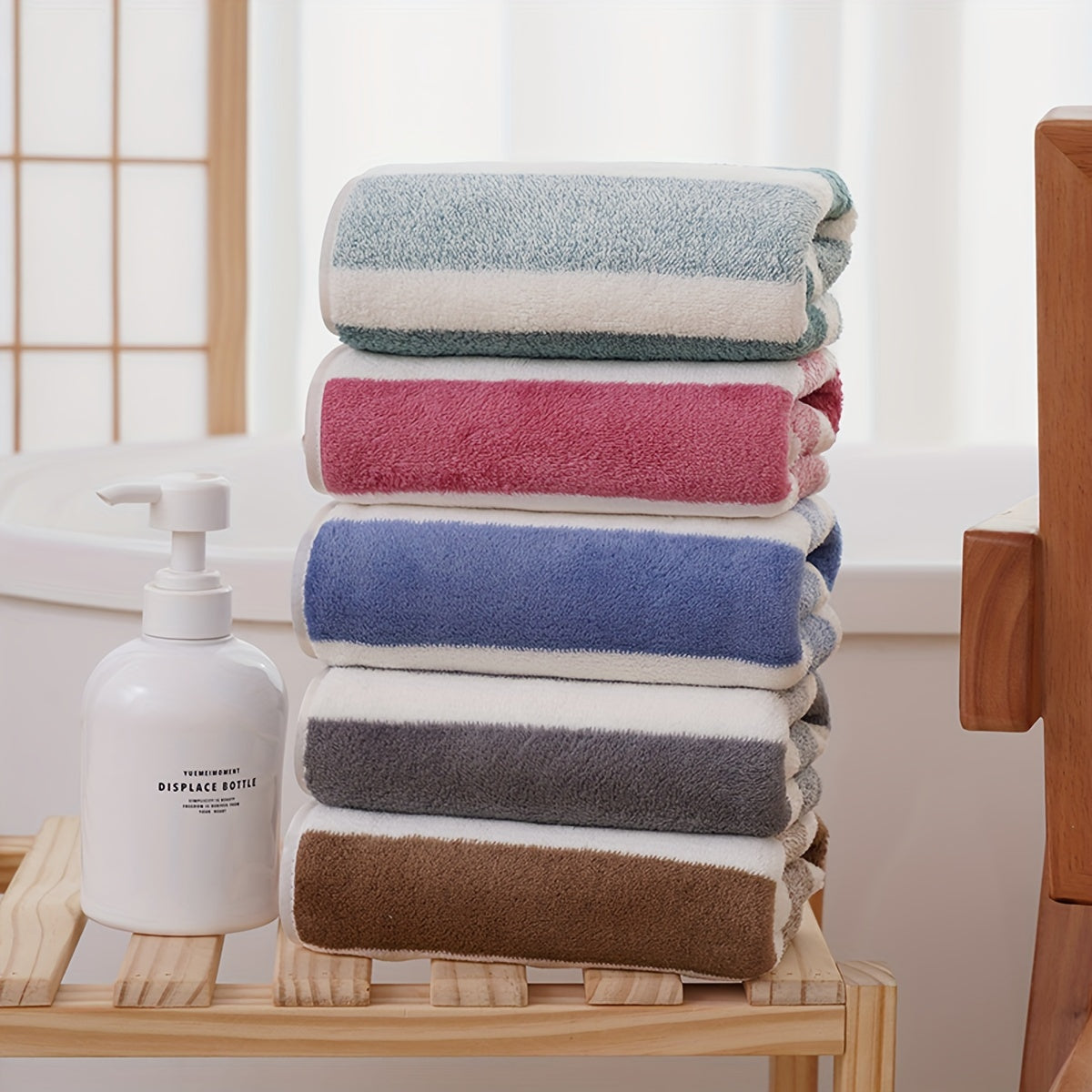 Microfiber Bath Towel Quick-Dry Highly Absorbent 139x70cm Gray and White