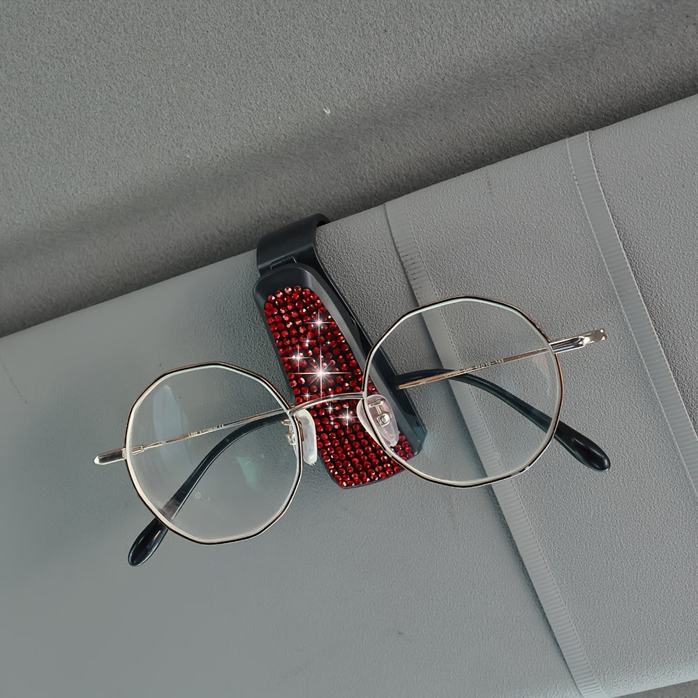 Unisex Rhinestone Sun Visor Glasses Holder Dazzling Multi-Color Jewelry Clip