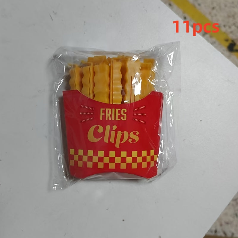 Set of 11 French Fry Shaped Bag Clips Reusable Sealers Magnetic Fridge Stickers
