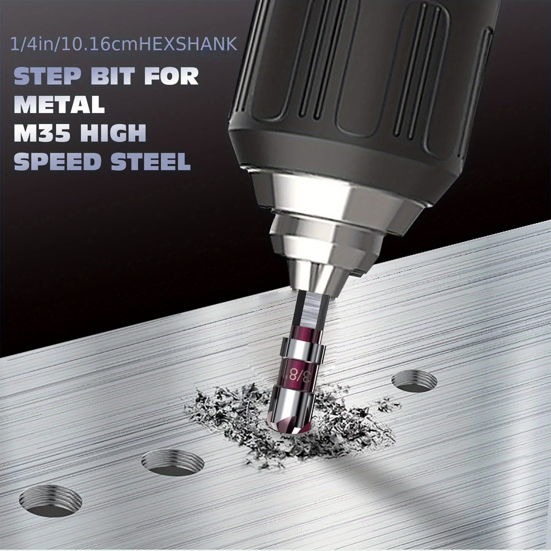 5-Piece Cobalt Countersink Drill Bit Set 82° Angle 1/4" Hex Shank for Metal Wood Plastic