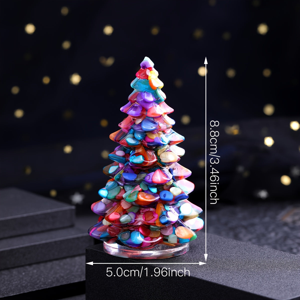 Resin Artificial Gemstone Christmas Tree Ornament for Holiday Decor and Gifts