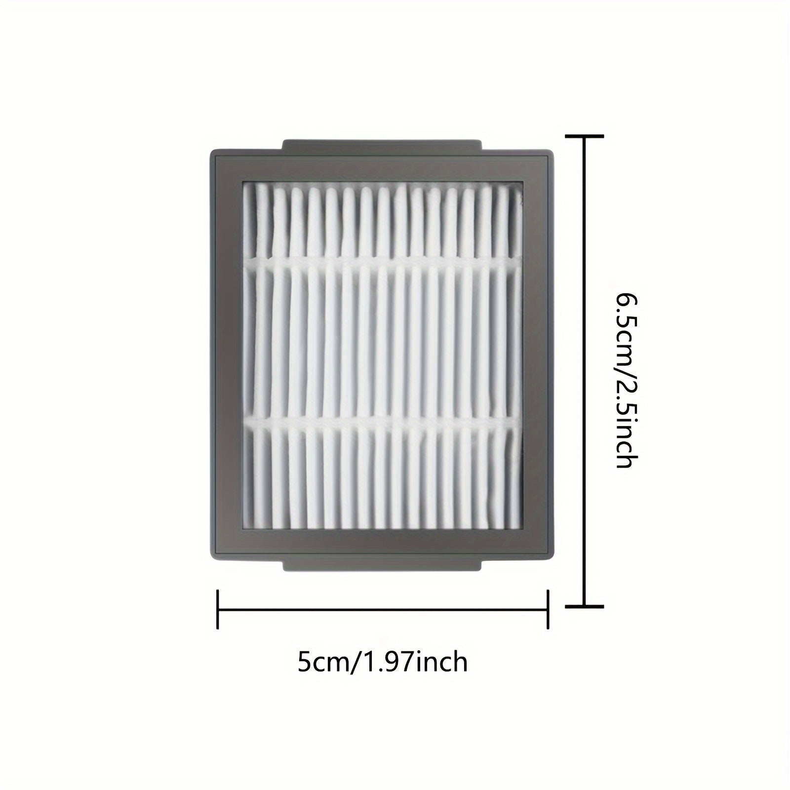 Irobot Roomba seriyasining E5, E6, E7, I3, I4, I6, I7, I8, J7, J7+, J7+ modellari bilan mos keladigan HEPA filtrlar, o'lchamlari 5 sm/1.97 dyuym x 6.5 sm/2.5 dyuym.