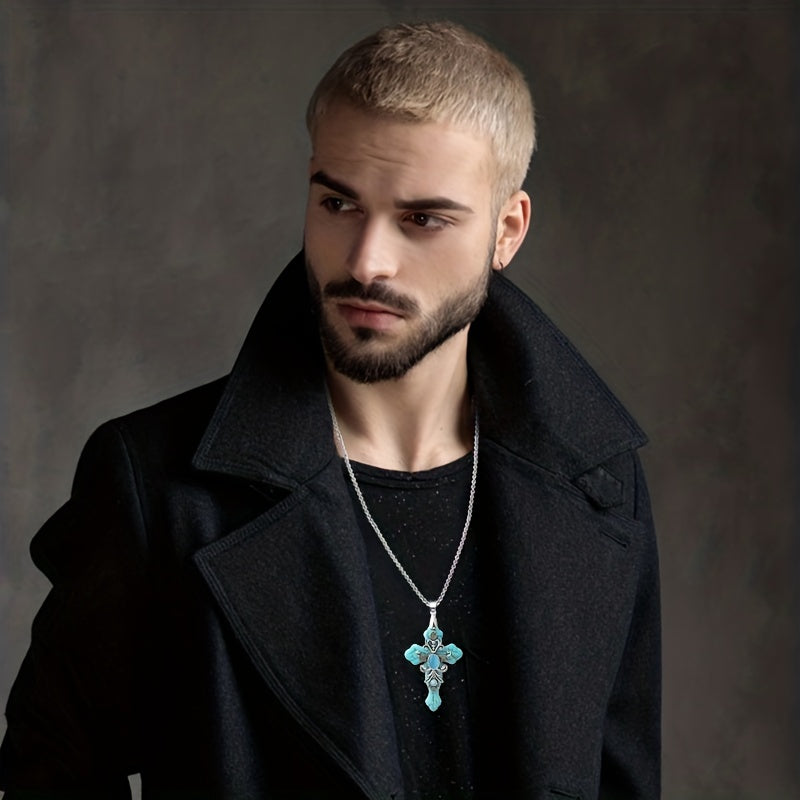 Ювелирное украшение с бирюзовым крестом для женщин, религиозный символ, подарок