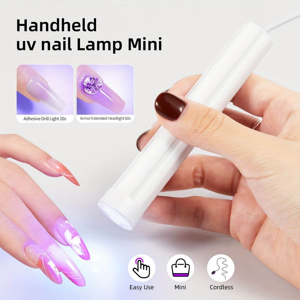 Mini UV LED Nail Curing Lamp Handheld Gel Polish Dryer USB Powered Unscented