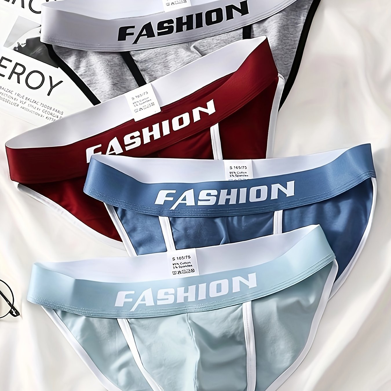 Men's Cotton Briefs with U Convex Design Breathable Comfortable 4 Pack