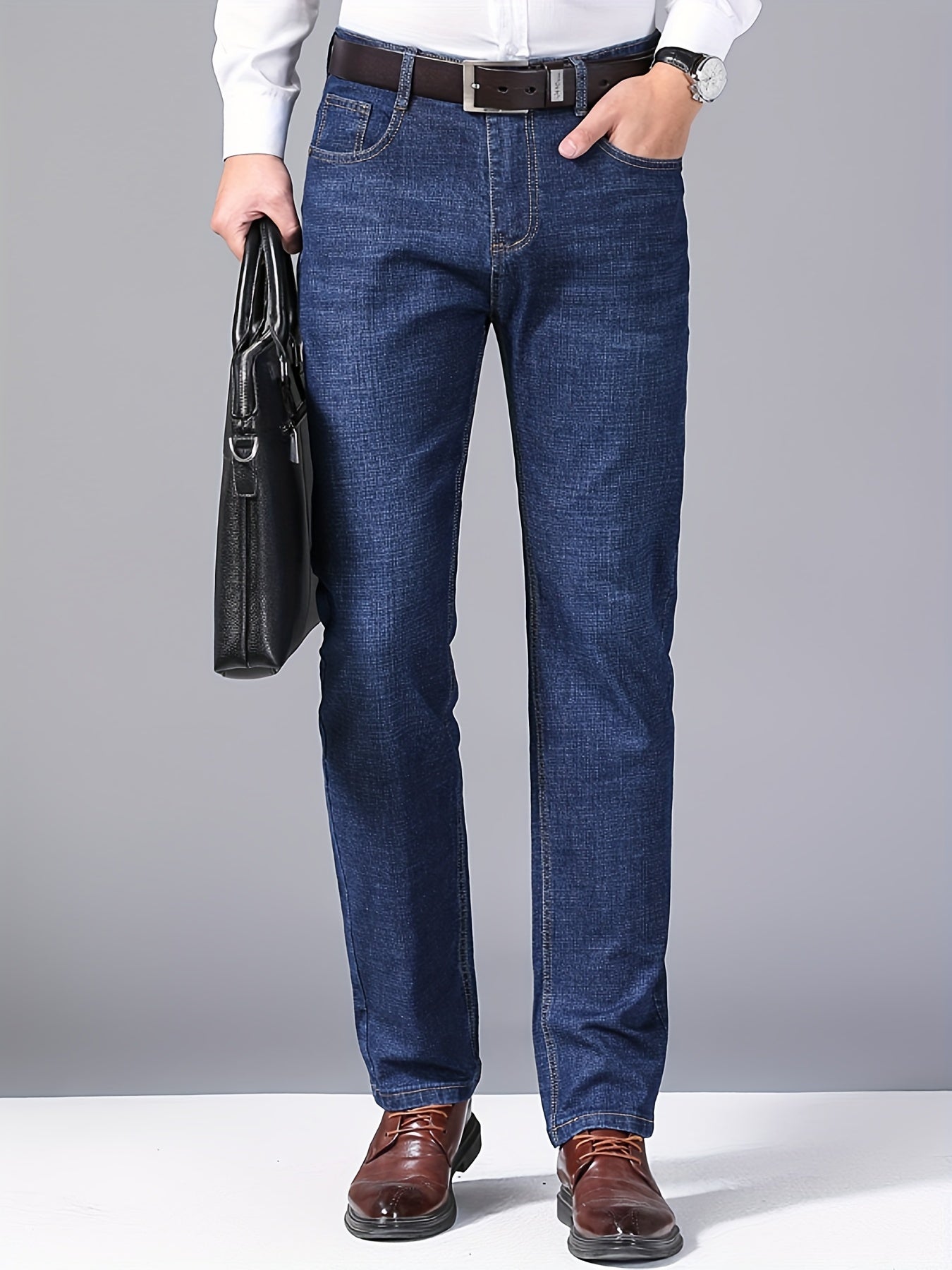 Plus Size Men's Premium Denim Jeans with Stretch Comfort Fit Durable Cotton Blend Embroidery