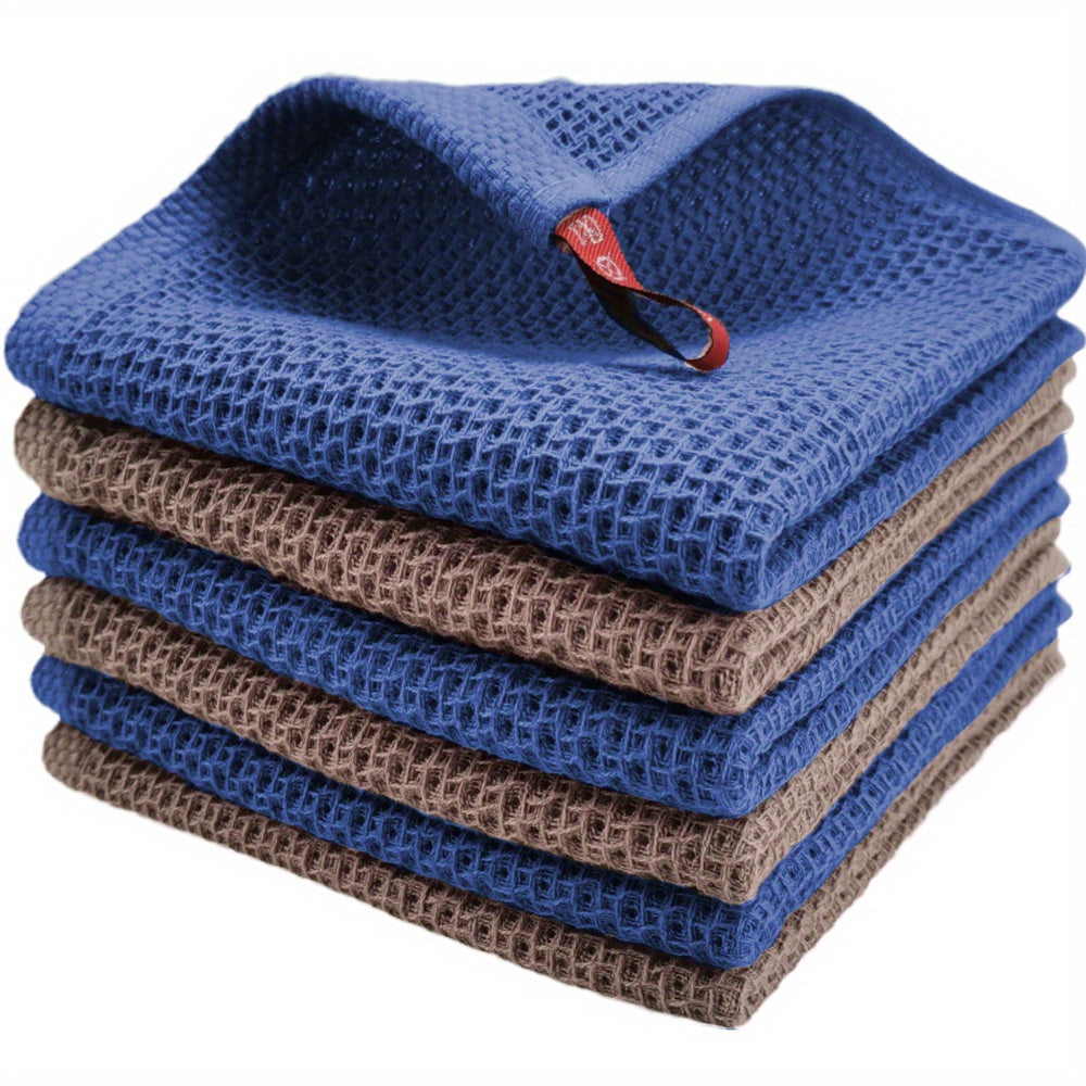 Juego de 6 paños de cocina de rejilla de waffle absorbente y reforzada para uso en cocina y restaurante