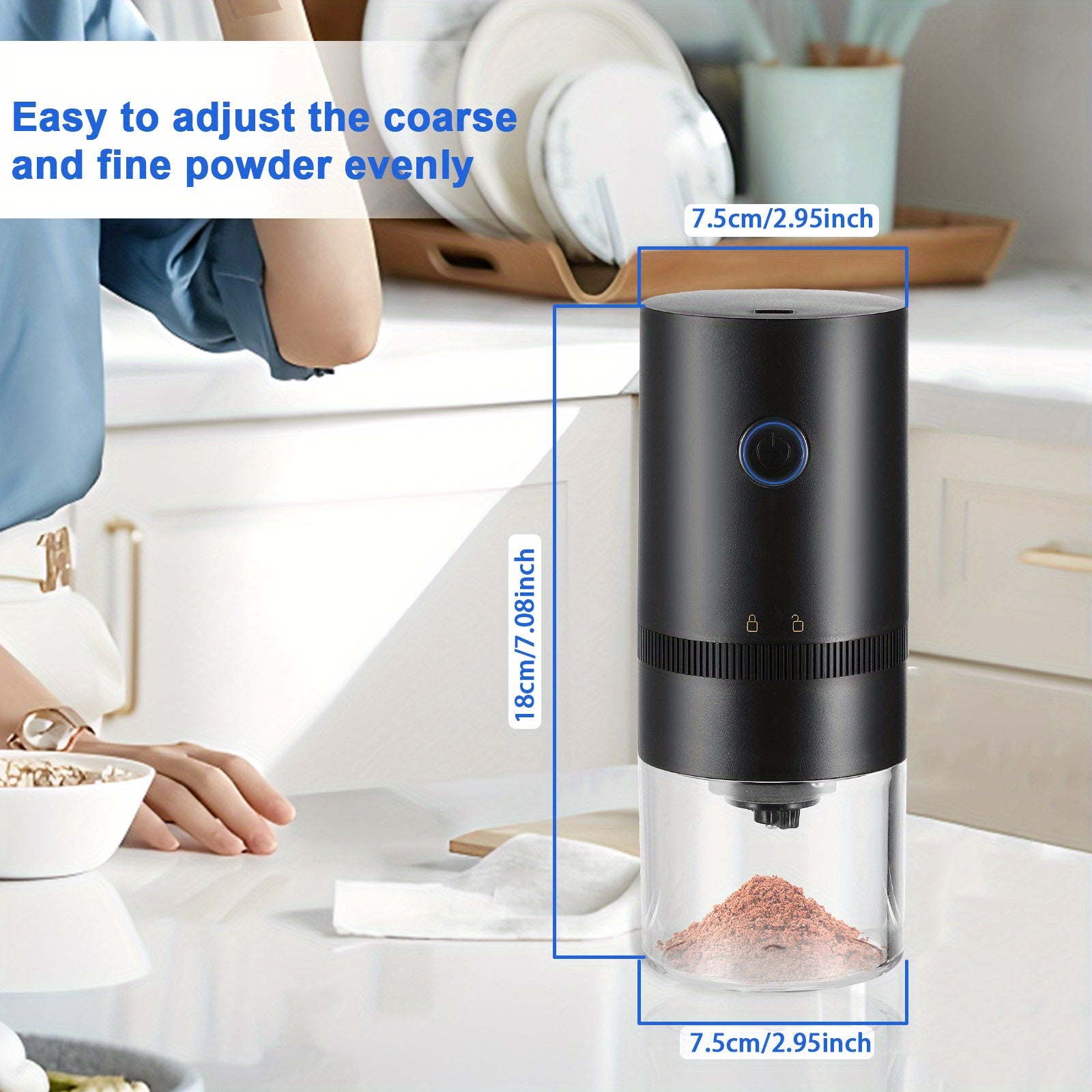 Electric Coffee Grinder Burr Mill for Freshly Ground Coffee Black