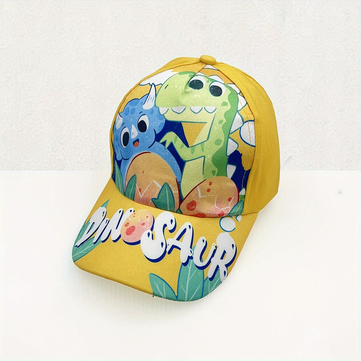 Kids Adjustable Cartoon Dinosaur Print Baseball Cap Lightweight All-Season Fitted for Boys and Girls